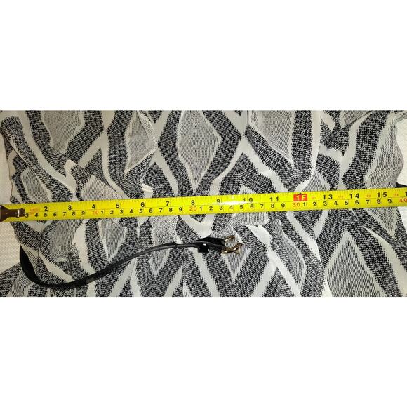 AB Studio Black & White Dress Womens Sz XL Belted Asymmetrical Bottom Chevron - Picture 15 of 16